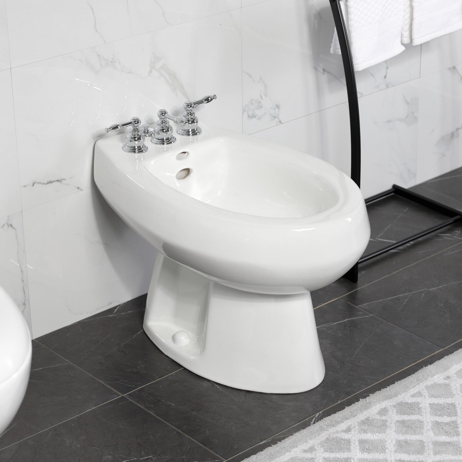 Kingston Heirloom KB321KL - Knight Three-Handle Deck Mount Vertical Spray Bidet Faucet with Brass Pop-Up, Polished Chrome — thumbnail 3